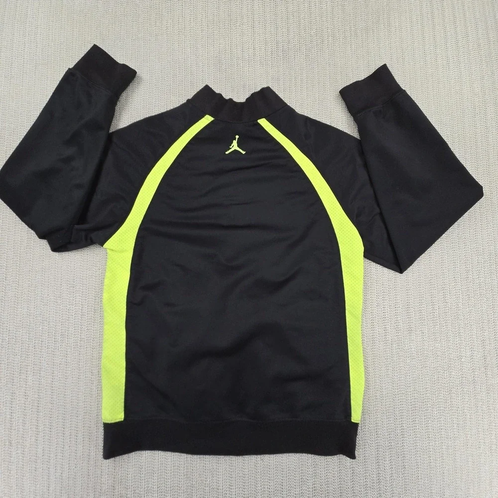Jordan Track Jacket Youth 10-12 Black Green Full Zip‎ Colorblock Jumpman Logo